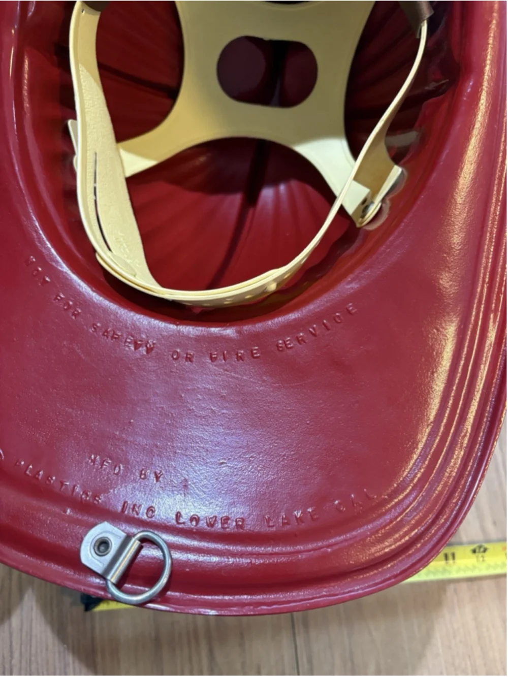 Vintage FIREMAN FUND HELMET Parker Plastics Inc. Lower Lake CA